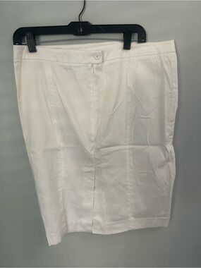 Moda International White Tailored Pencil Skirt with Front Button